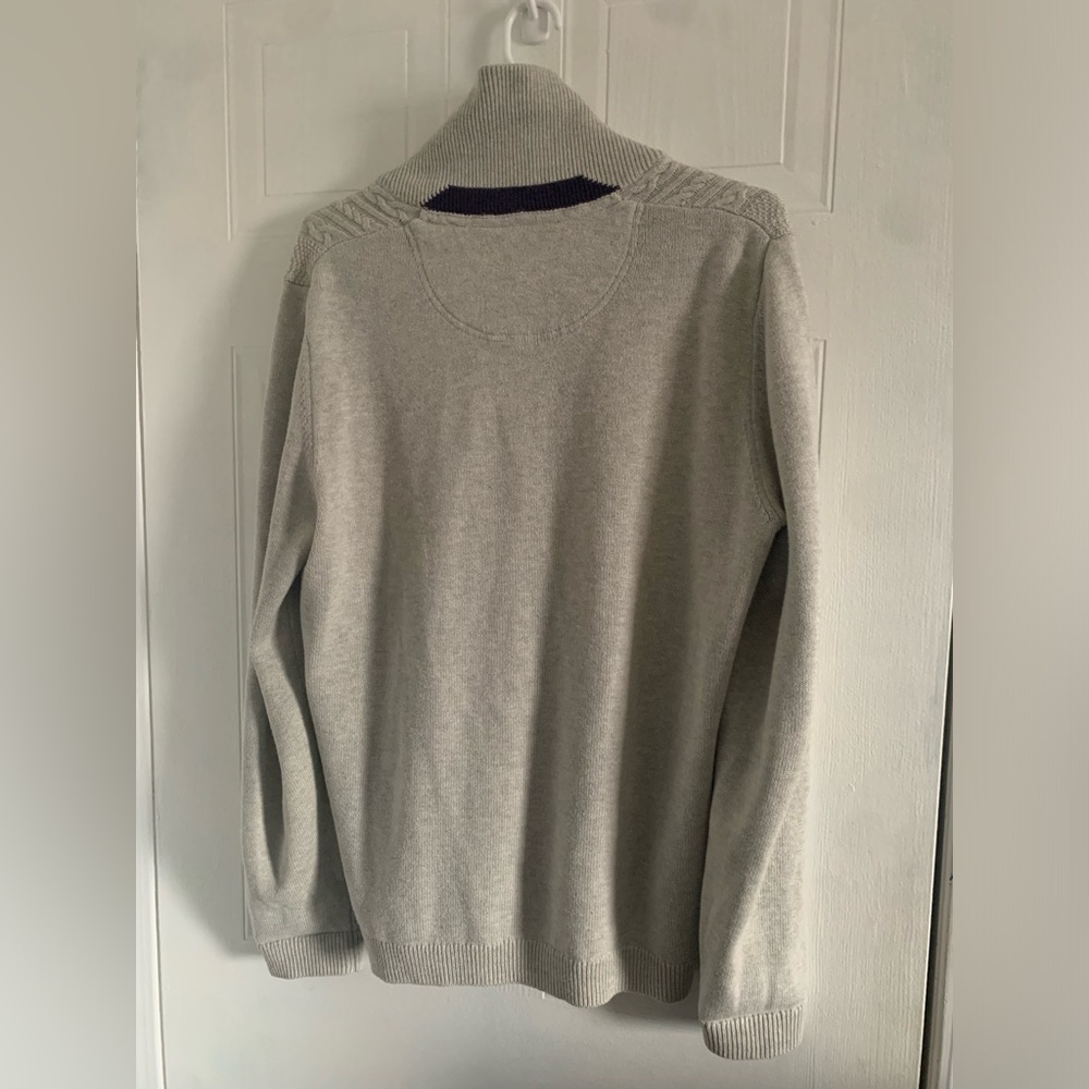Ted Baker Wool Mix Cable Knit Shawl Sweater Cream Size Large - Picture 3 of 6